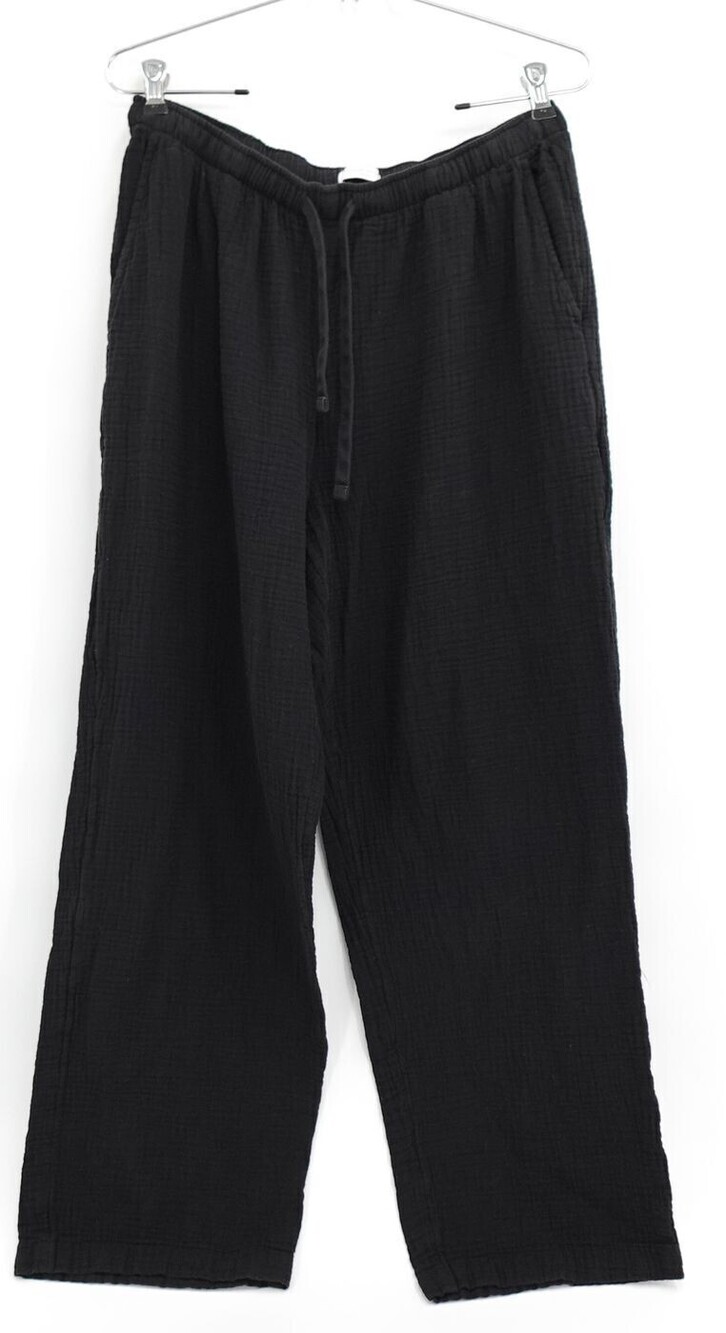 Aritzia Little Moon Pants Womens Large Black Wide Leg Drawstring Gauze Relaxed